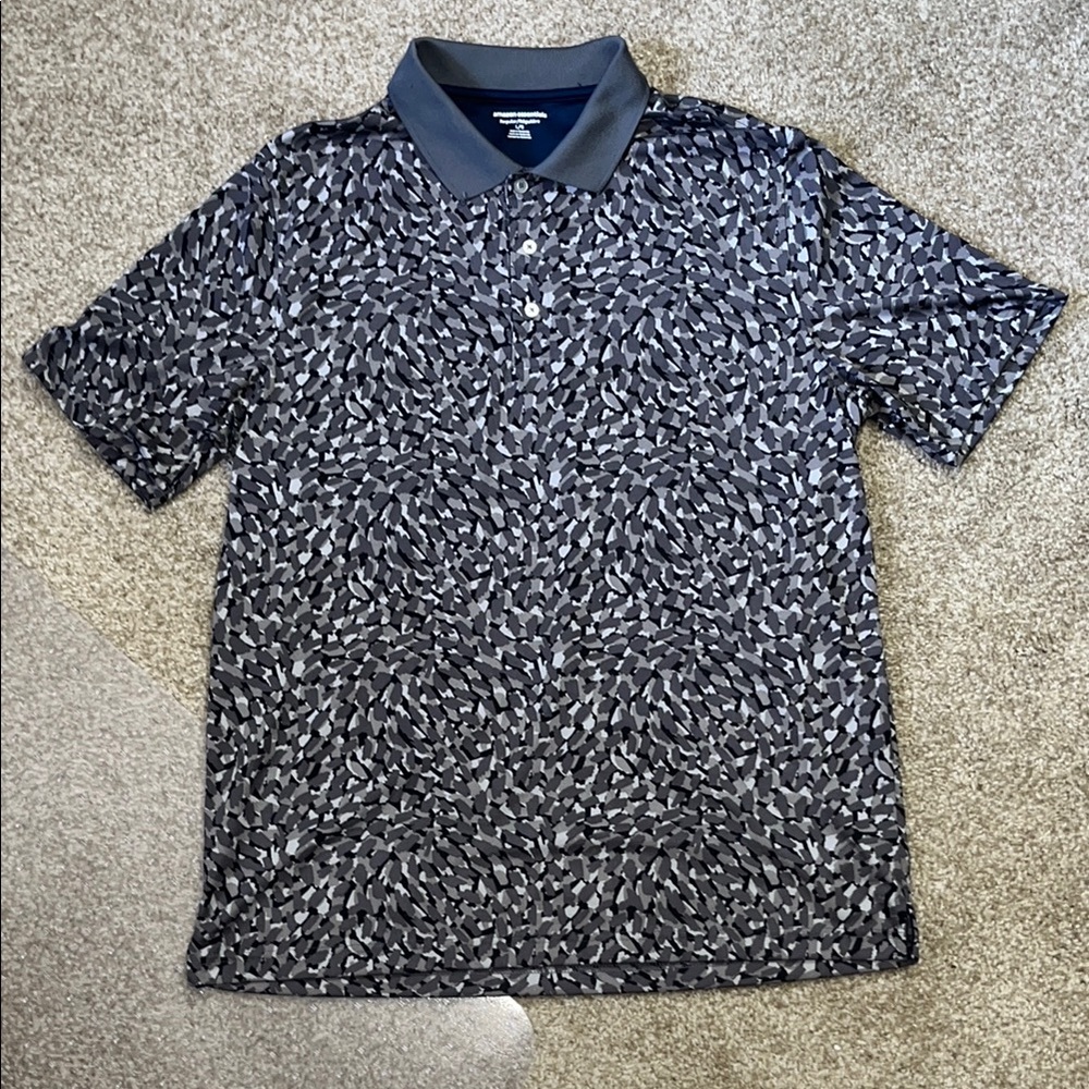 Men's Patterned Polo Shirt - Gray
